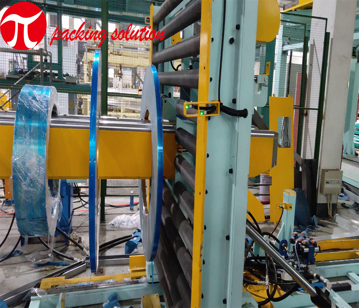 Customized Steel Coil Wrapping Line 800mm OD Horizontal Type Reasonable And Compact Layout