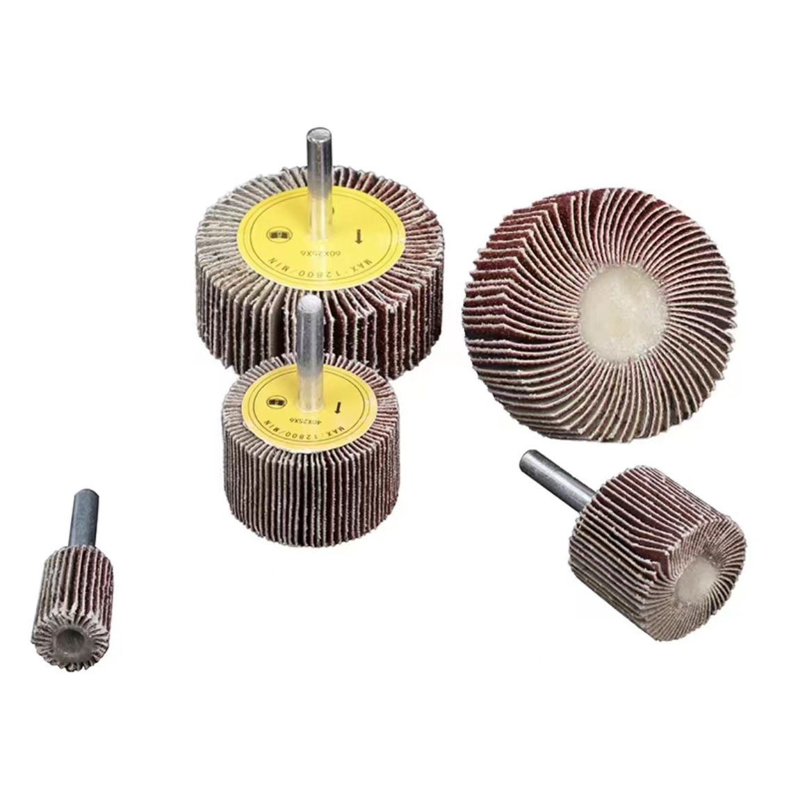 60mm DlA Rounded Flap Wheel with Shaft Durable and Long-lasting Thickness 80 120 Grain
