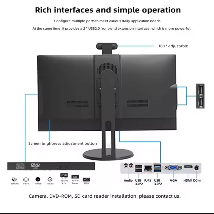 OEM All In One Desktop 23.8'' FHD Touchscreen Display, Intel Core I3/I5/I7, 32GB RAM, 1TB SSD, Window 10, 24H Online Service