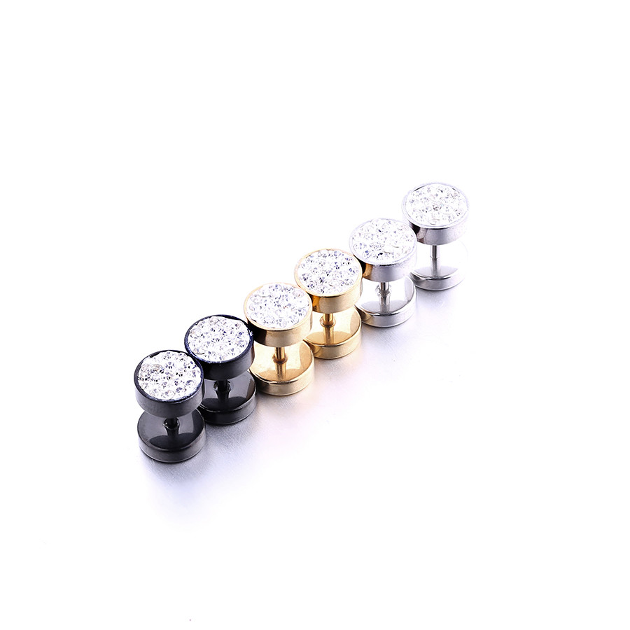 Poland Hot Sale Men's Crystals Pave Round Circle Studs Earrings