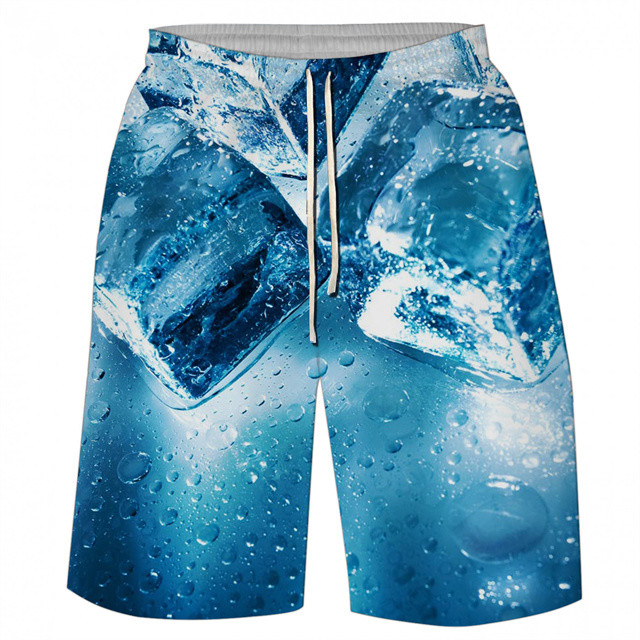 Custom logo Summer Sandy Beach Blank 100% Polyester Designer Inspired Ice Printed Men's Shorts With Pockets