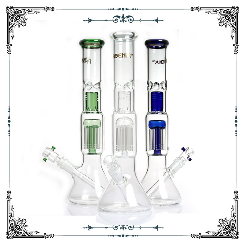 Ice Catcher Beaker Bottom Borosilicate Glass Bongs 8 Arms Perc Splash Guard