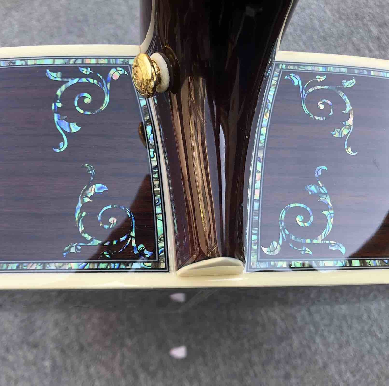 Real Abalone inlays Sunburst Solid spruce top 41 inch D style Acoustic Guitar with ebony fingerboard