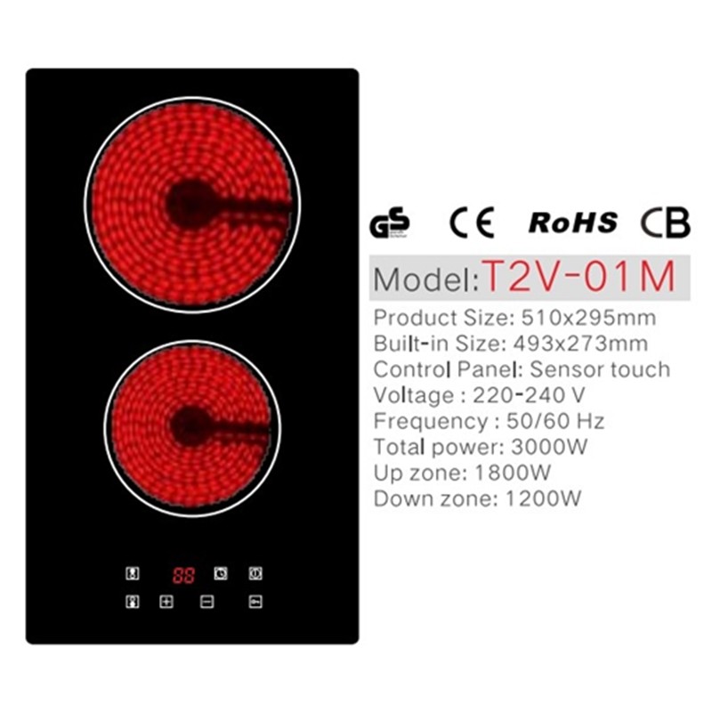 ETL Scratch Resistant Drop In 2 Burner Ceramic Cooktop