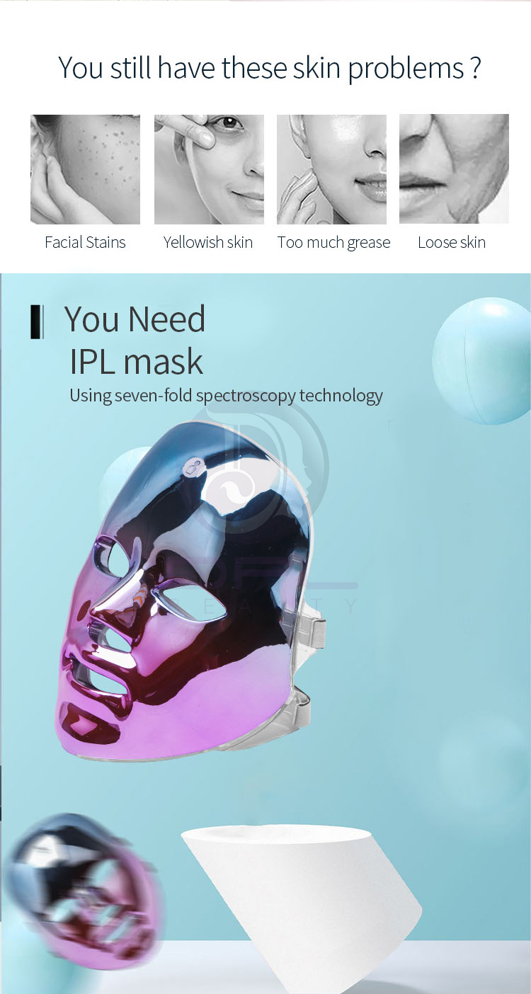 Anti-Aging PDT Face Lifting Skin Care Rejuvenation Beauty Machine 7 Colors Photon Led Light Therapy Facial Mask