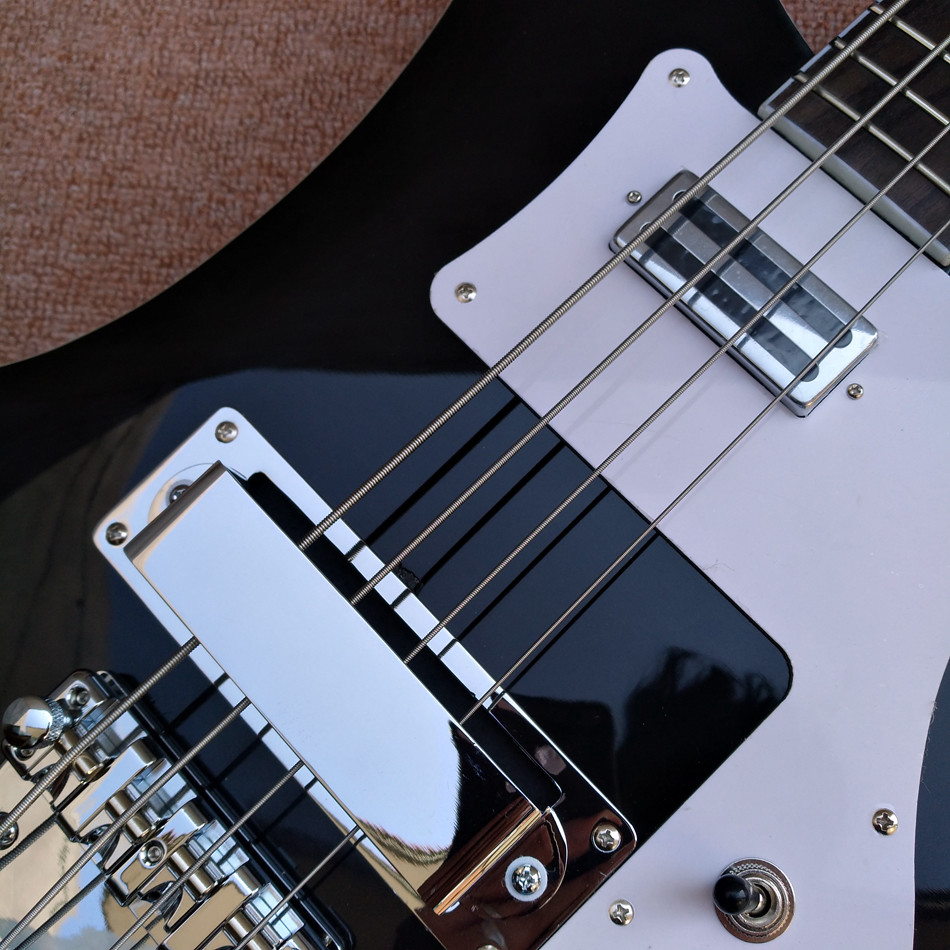 2018 Best Bass Top quality Rick 4003 model Ricken 4 strings Electric Bass guitar in black color, Chrome hardware