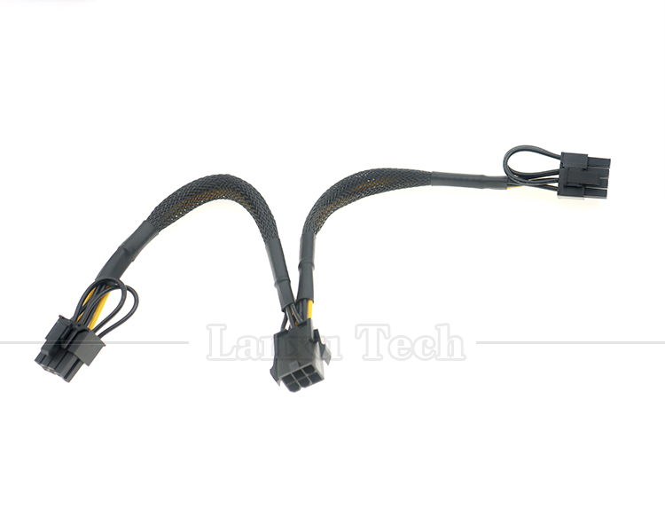 Sleeved 18AWG Pure Cooper Y Splitter 6 Pin to Dual 8 Pin 6+2 PCI Express Power Adapter Extension PCIe Cable for GPU