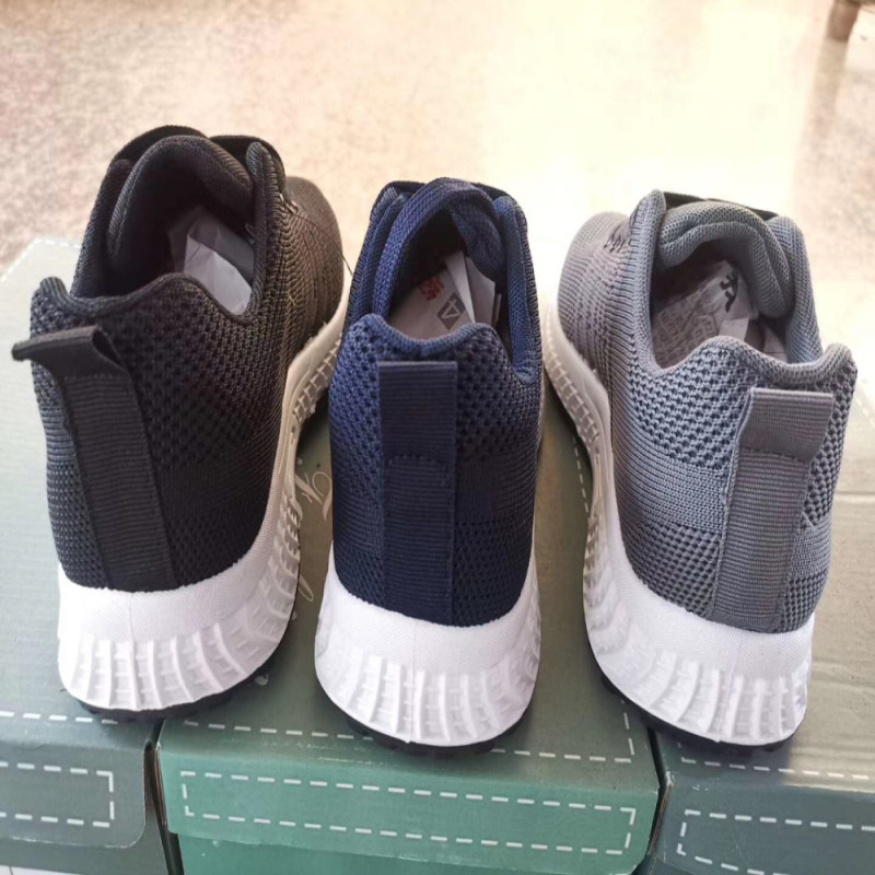 Ladies Flyknit Sport Shoes Tricolor Breathable Sneakers Antiskid Large size navy color