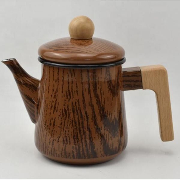 Electric Range 06L Capacity Kitchen Enamel Kettle Tea Pot Wood Handle Wood Lid Eco Friendly Product