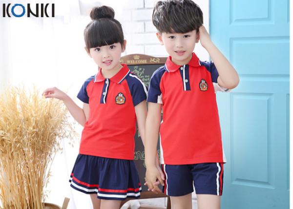 Buy Custom School Uniforms Shirt For Boys And Girls , Summer School Uniform Clothes at wholesale prices