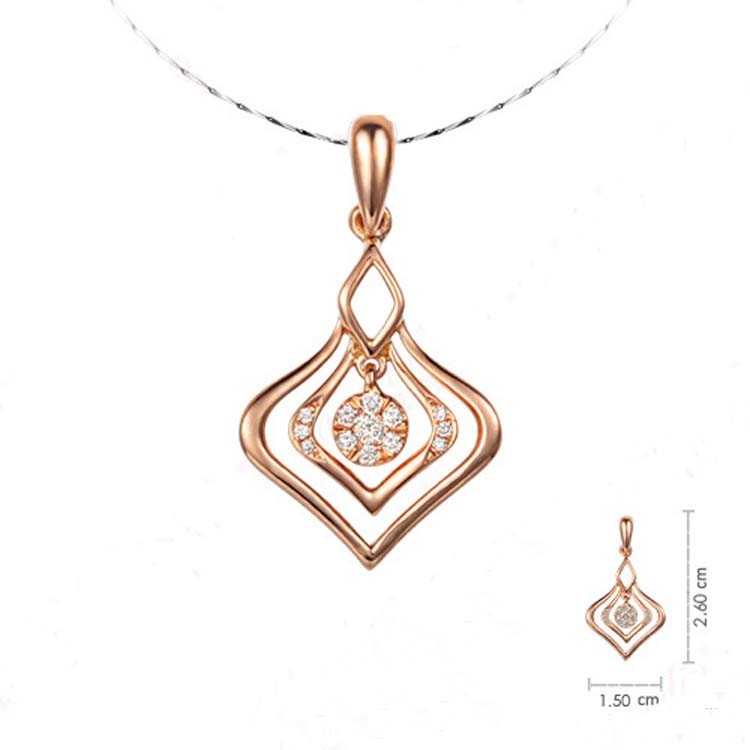 Hot Sale Women Rose Gold Diamonds Heart Shape Pendant Necklace (GDN007)