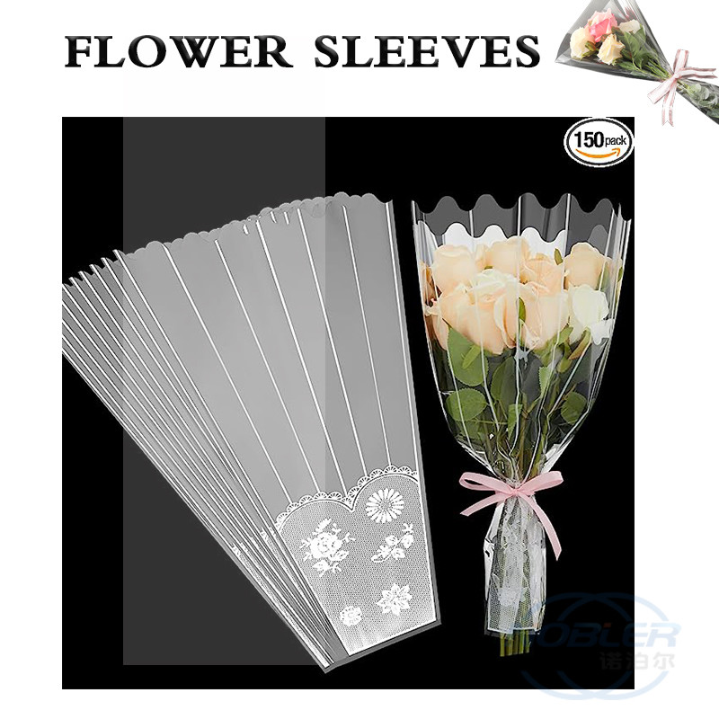 Aierflorist Transparent Plastic Flower Sleeves Bags Single Rose Packaging For Cut Flowers