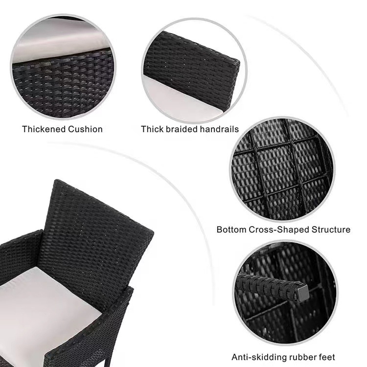 Outdoor Set Patio Garden Courtyard Four-piece Plastic Rattan Wicker Sofas Chair Table