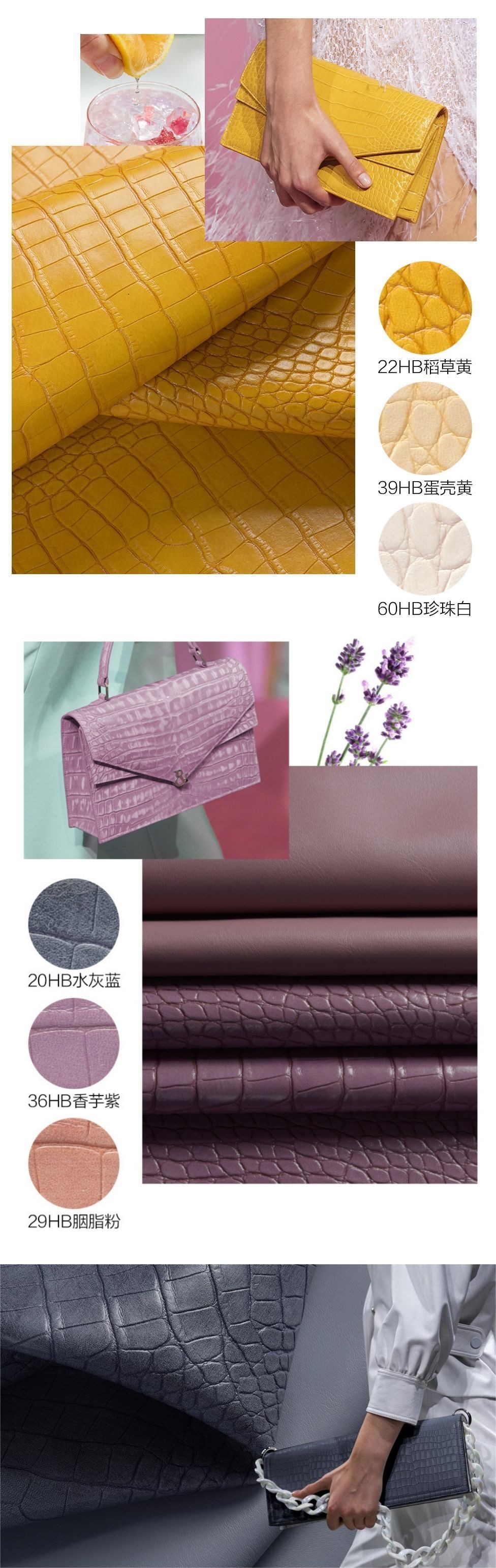 Handbag Crocodile Semi PU Leather Fabric 1.2mm Thickness Customized