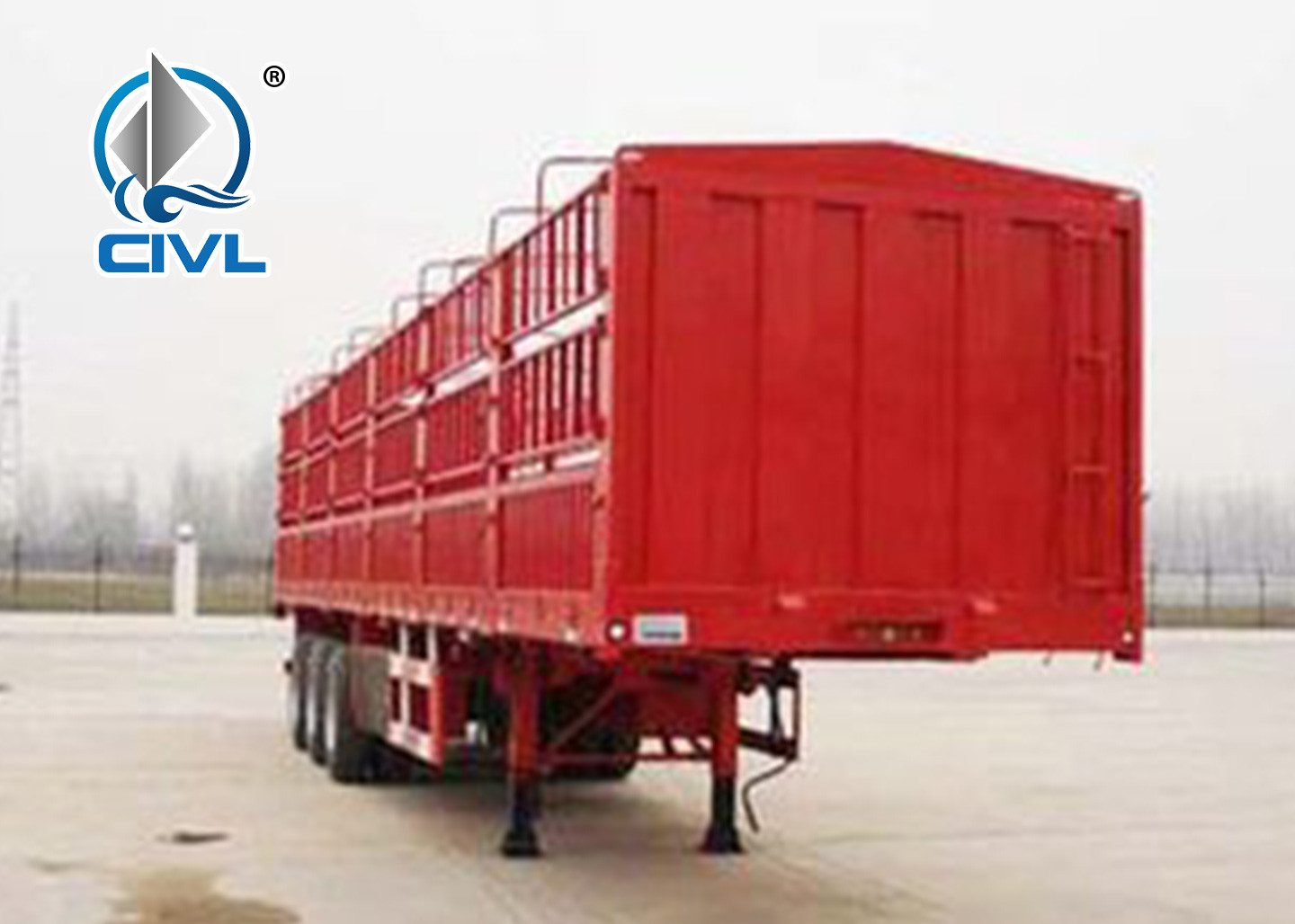Red Cargo Semi Trailer Trucks Semitrailer Series 13m Three Axle Cargo Semitrailer