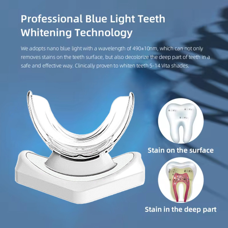 Mini Wireless Led Cold Blue Light Smoky teeth improve Silicone Teeth Whitener