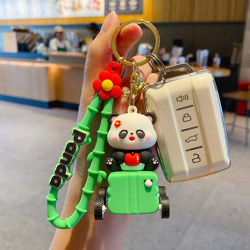 Silicone Keychain Pendants For Purse , Cute Panda Keychain Charms