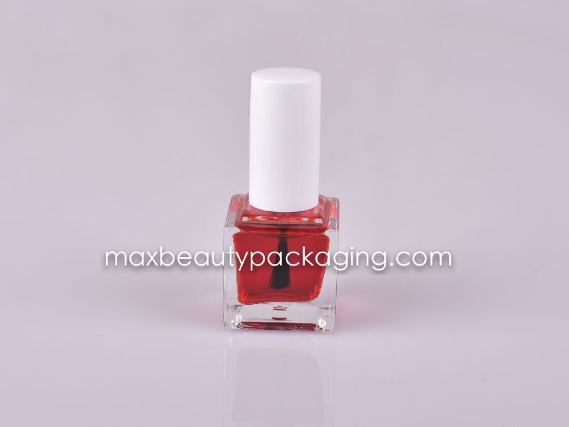 shiny white nail polish cap 12ml square classic glass nail polish bottle plastic cosmetic nail polish packaging