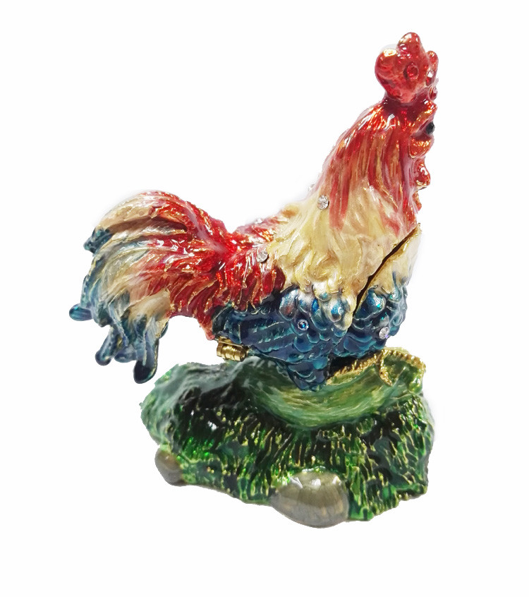 Wholesale rooster metal jewelry box rooster decorative box fashion rooster cock jewelry box
