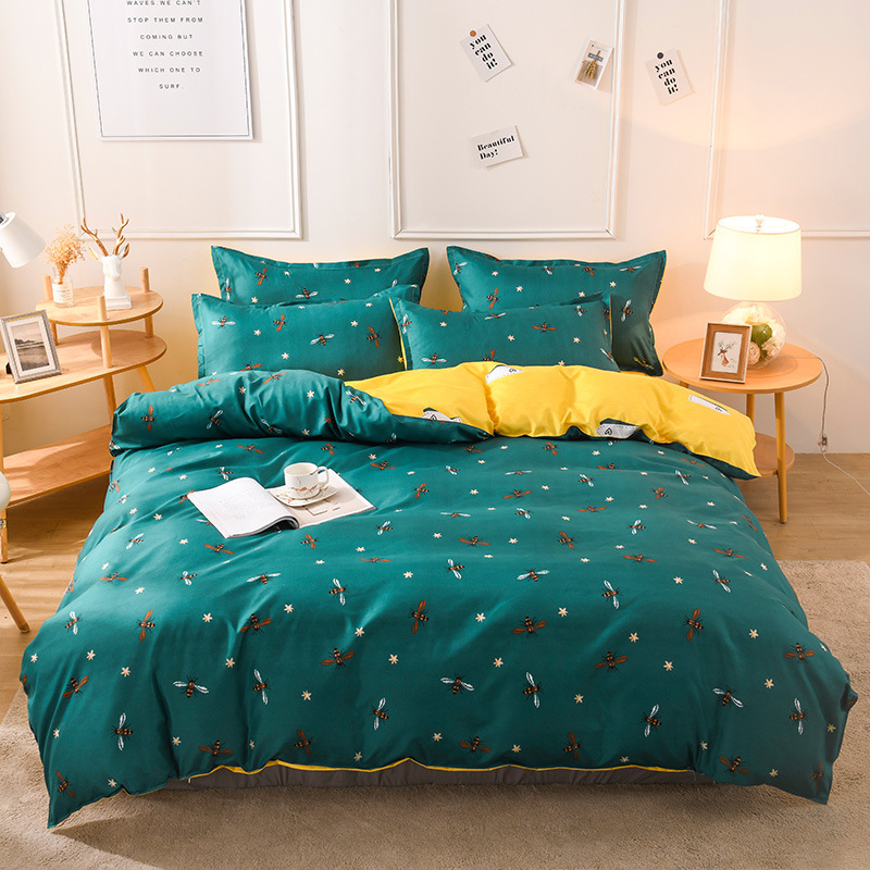 Reactive Printing Luxury 4pcs Bedding Set for Customized Single Double Queen King Size