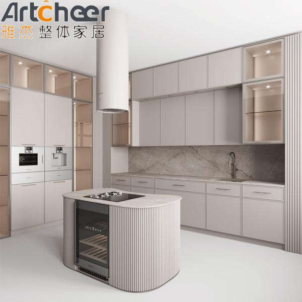 Solid Wood Material Vintage Modular Design L Shape Kitchen Cabinet with Customized Size
