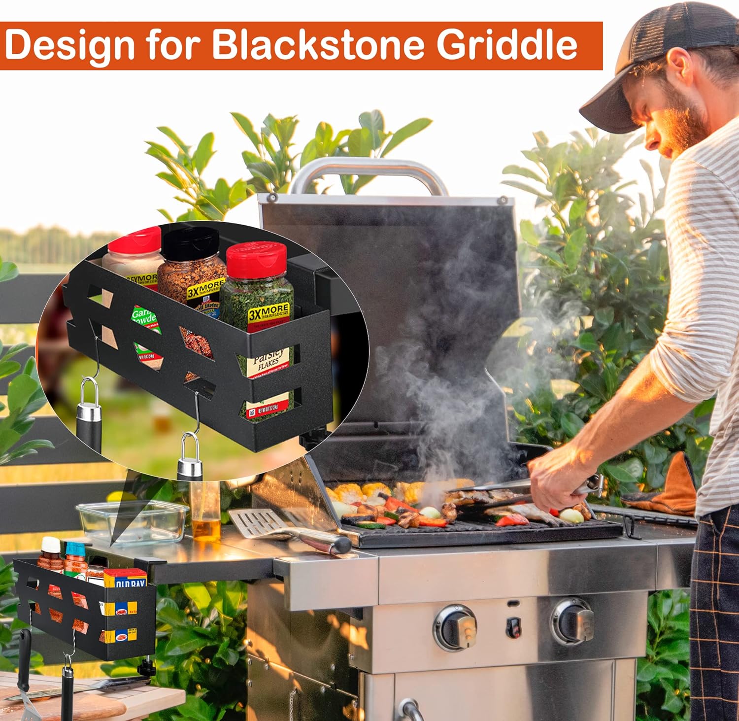 2-3Kg Finish Removable Grill Caddy BBQ Accessories Space Saving Storage Box Organizer