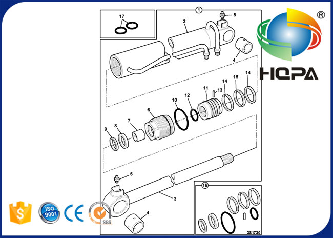 991/00167 99100167 991 00167 Ram Swing Cylinder Seal Kit for JCB 820.7