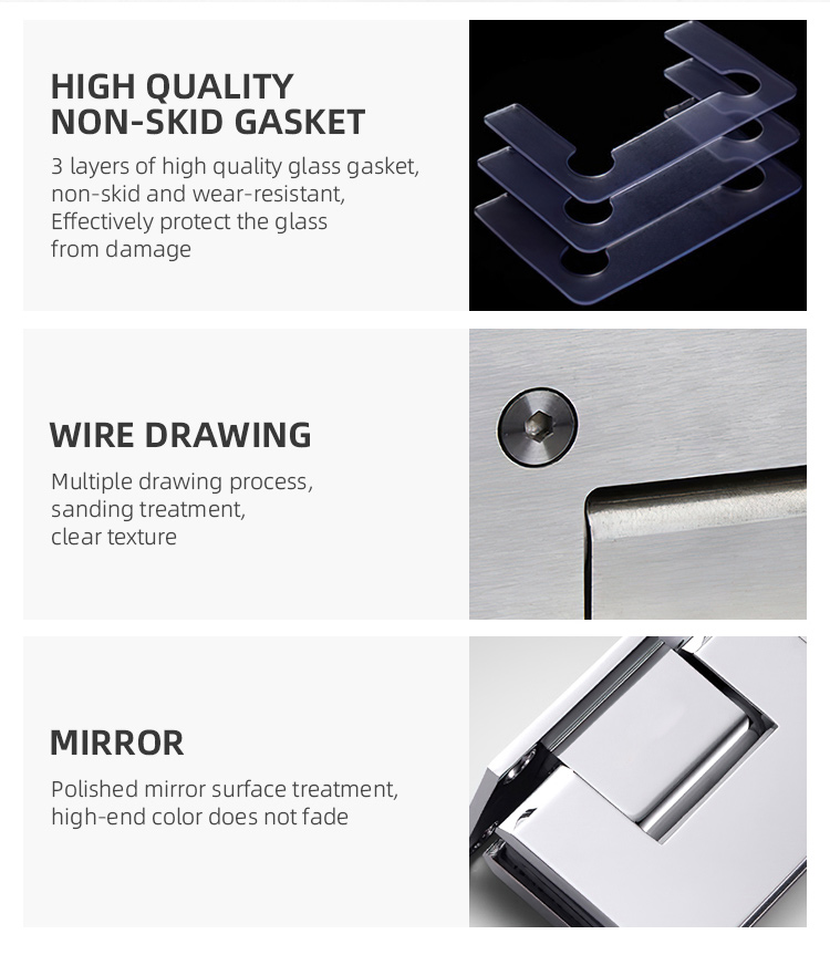 Stainless Steel Brass 90 Degree Wall Mount Offset Shower Glass Hinge for Square Appearance