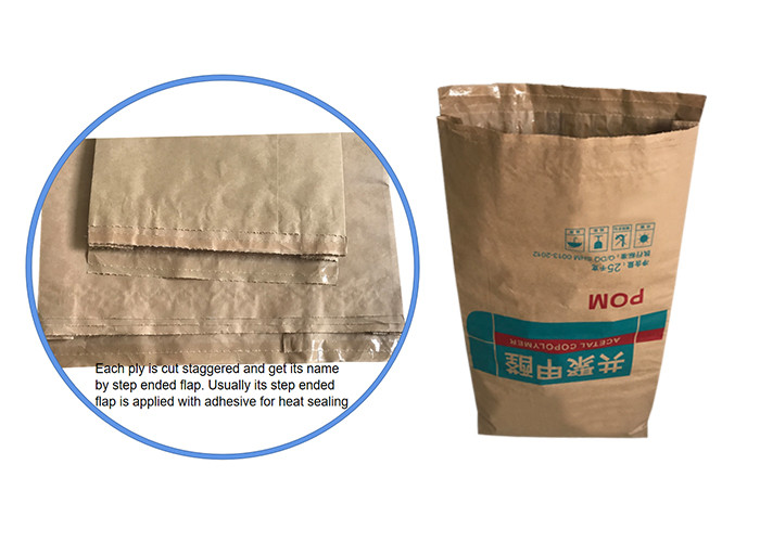 Eco Friendly 3 Layer Heat Sealed Paper Bags Horse Feed Pasted Open Mouth