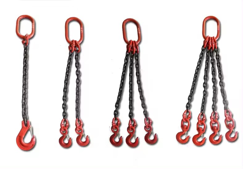Versatile and Double Legs Lifting Chain Sling with Hooks 48kN Test Load Black Finish