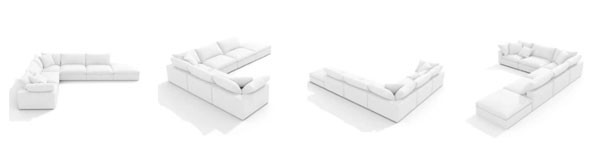 Modern Fabric Canape Couch White L Shaped Sofa Living Room Furniture