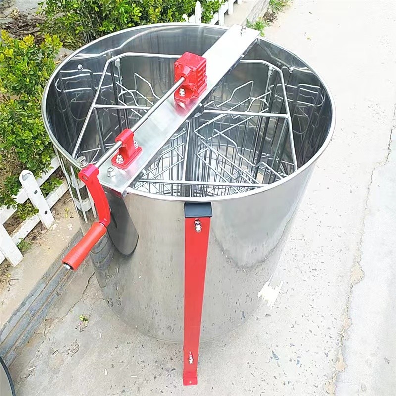 4 Frame Stainless Steel Manual Honey Extractor With Inner Baskets Extract Honey From Honeycomb In Two Directions