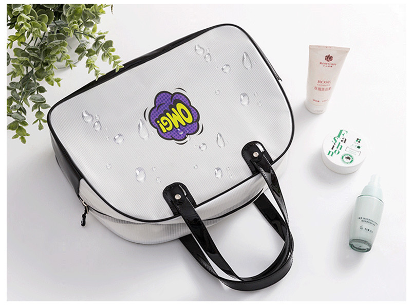 Zipper Close Mesh Cosmetic Makeup Bag With Handle