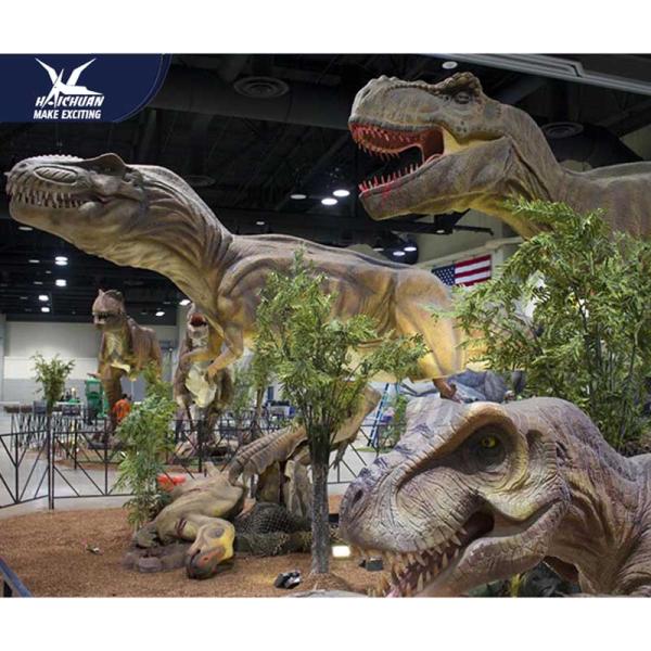 Original Size Realistic Dinosaur Models / Funny Pose Dinosaur Statues In Coin Operated