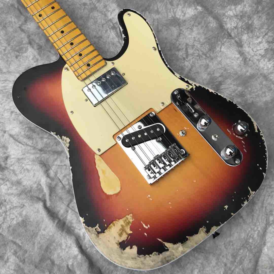Custom Limited Edition Relic Tele Electric Guitar in Sunburst Tele Electric Guitar