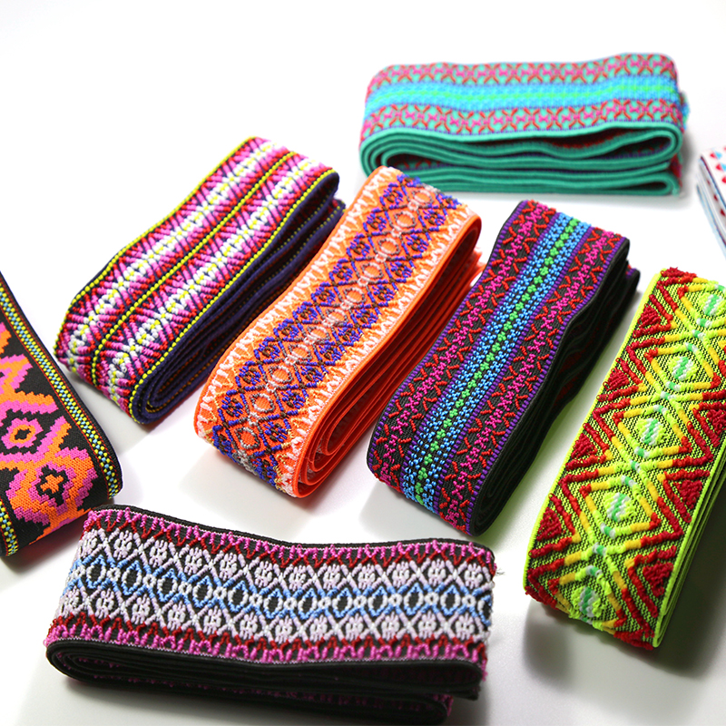 Retro Striped Jacquard Ribbon for Garment Underwear Waistband Vintage Jacquard Elastic Band