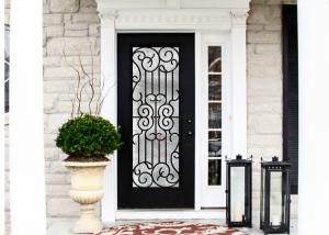 Quality Professional Wrought Iron And Glass Entry Doors For Building Sound Insulation for sale