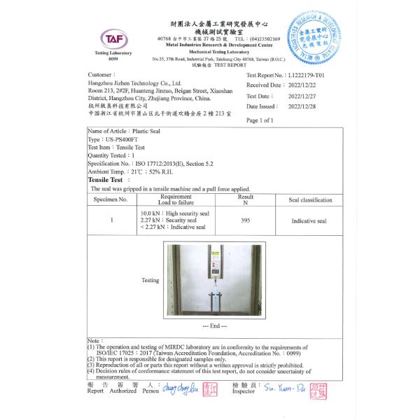 US-PS400FT 400mm Length Plastic Security Seals with 395N Tensile Strength
