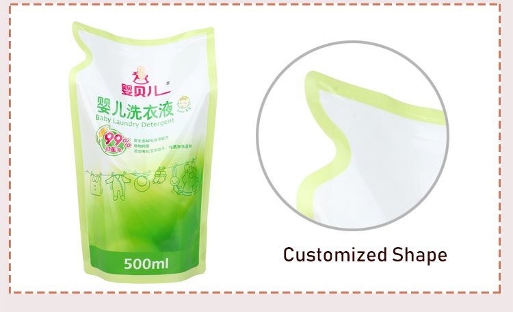 Liquid Plastic Bag With Doypack Reusable Stand Up Detergent Spout Pouch