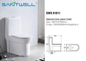China Portable Single Piece Toilet Siphonic Ceramic Water Fittings WC Seat , Water Closet Toilet on sale