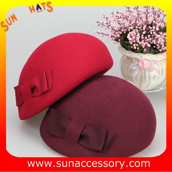 Hot sale Fashion 100% Australia wool felt ladies beret hats ,Red beret hats with adjustable band