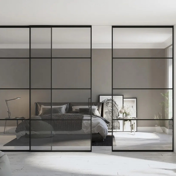 Transparent Glass Partition Walls With Glass Sliding Door Environmentally Friendly