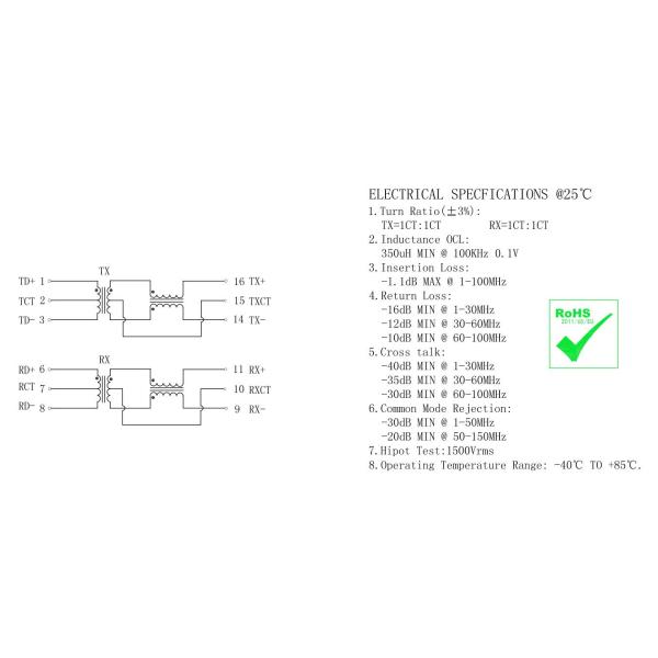 HR681686 10/100 Base-T Ethernet Magnetic Transformers LP41604ANL 1500V Hipot