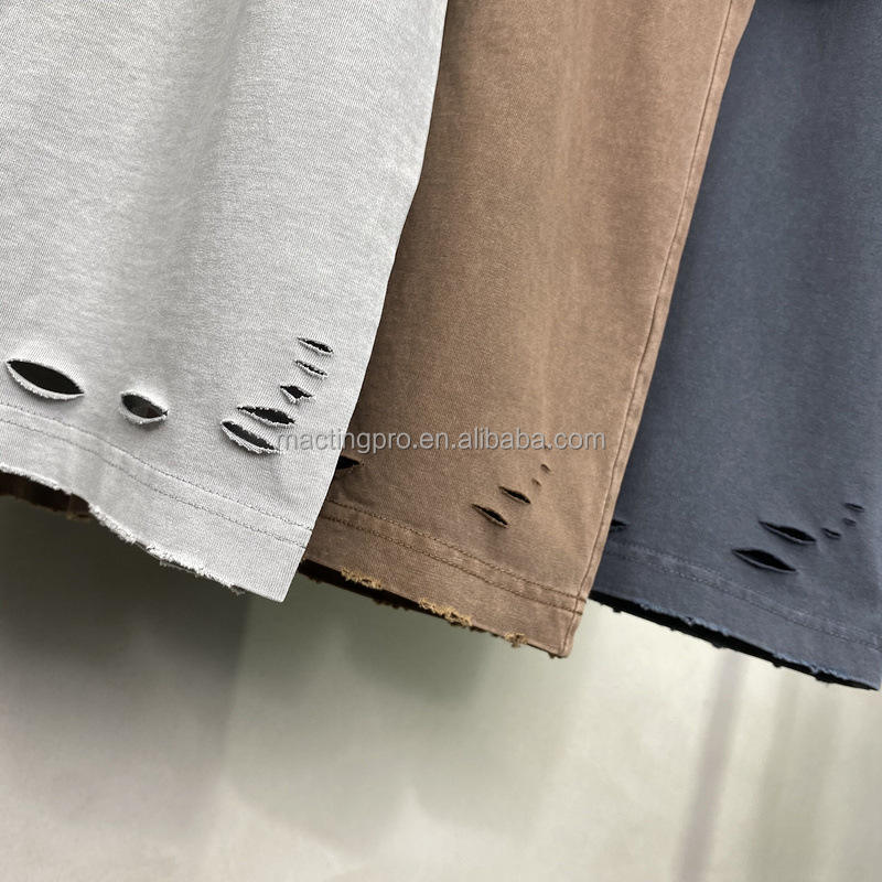 Vintage Distressed Heavyweight Cotton Blank Oversized T Shirt Men with 1000 Quantity