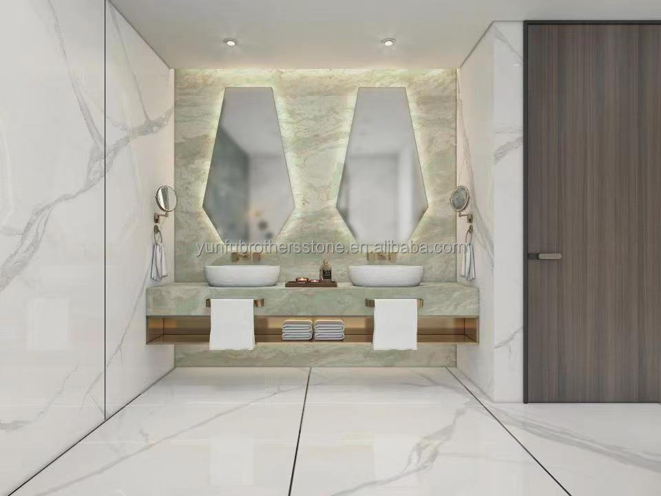 Modern Design Style Big Slab Green Jade Onyx Marble Stone for Bathroom Wall and Table