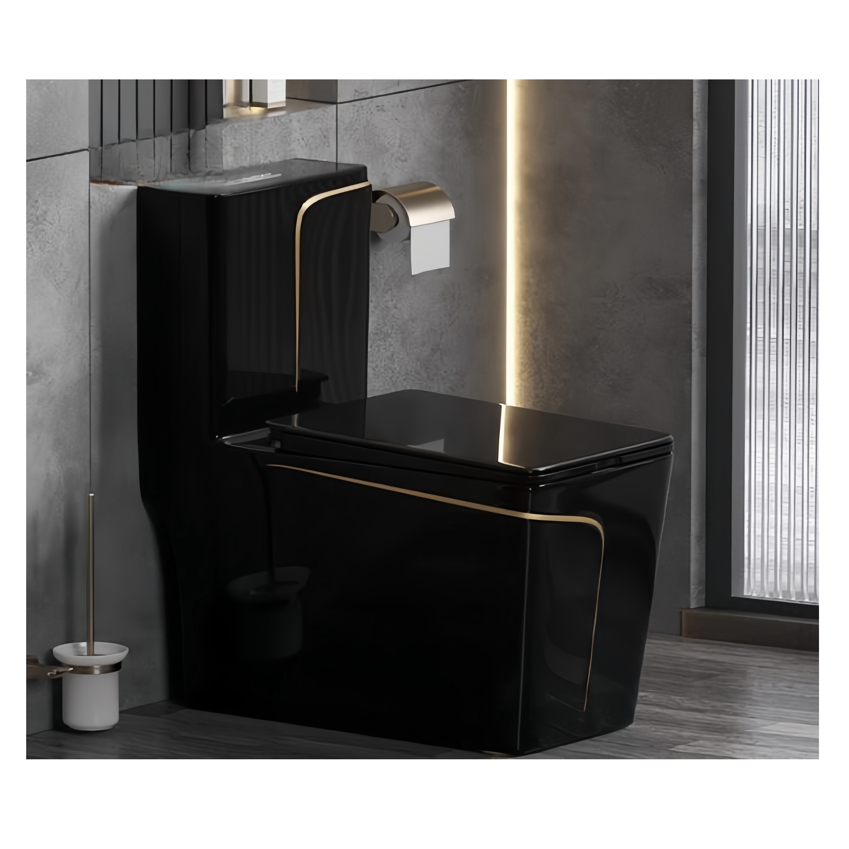 Traditional Design Style Luxury Black Toilet Set with Cleaning Environmental Glaze