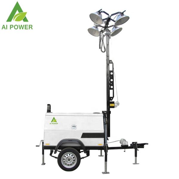 240V 4X 200W Doosan Portable Led Light Tower 5m AC Diesel Generator