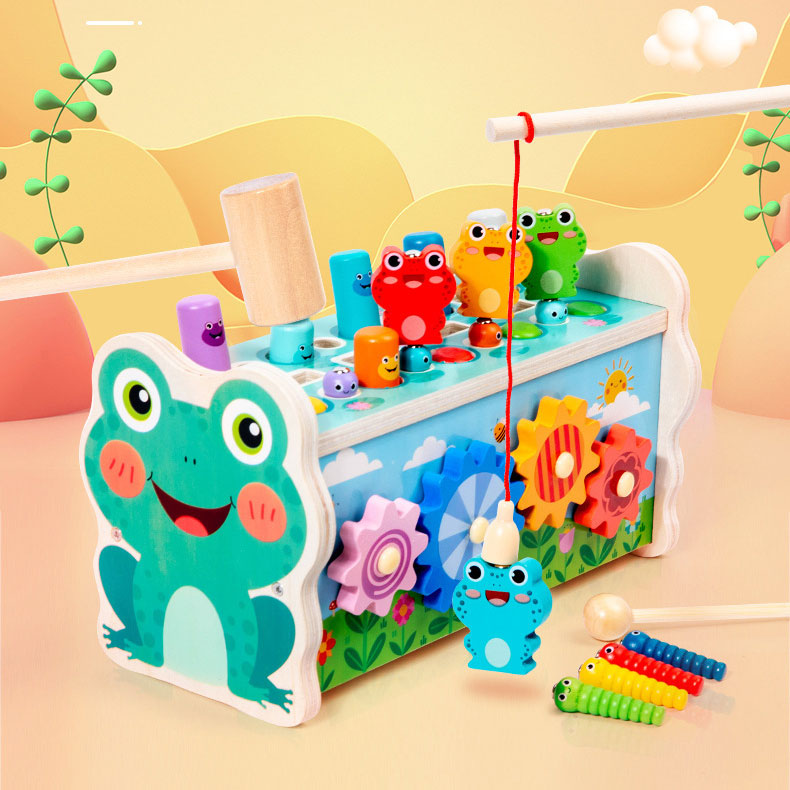 Unisex Hammering Frog Puzzle Toy Children's Early Education Building Blocks Included