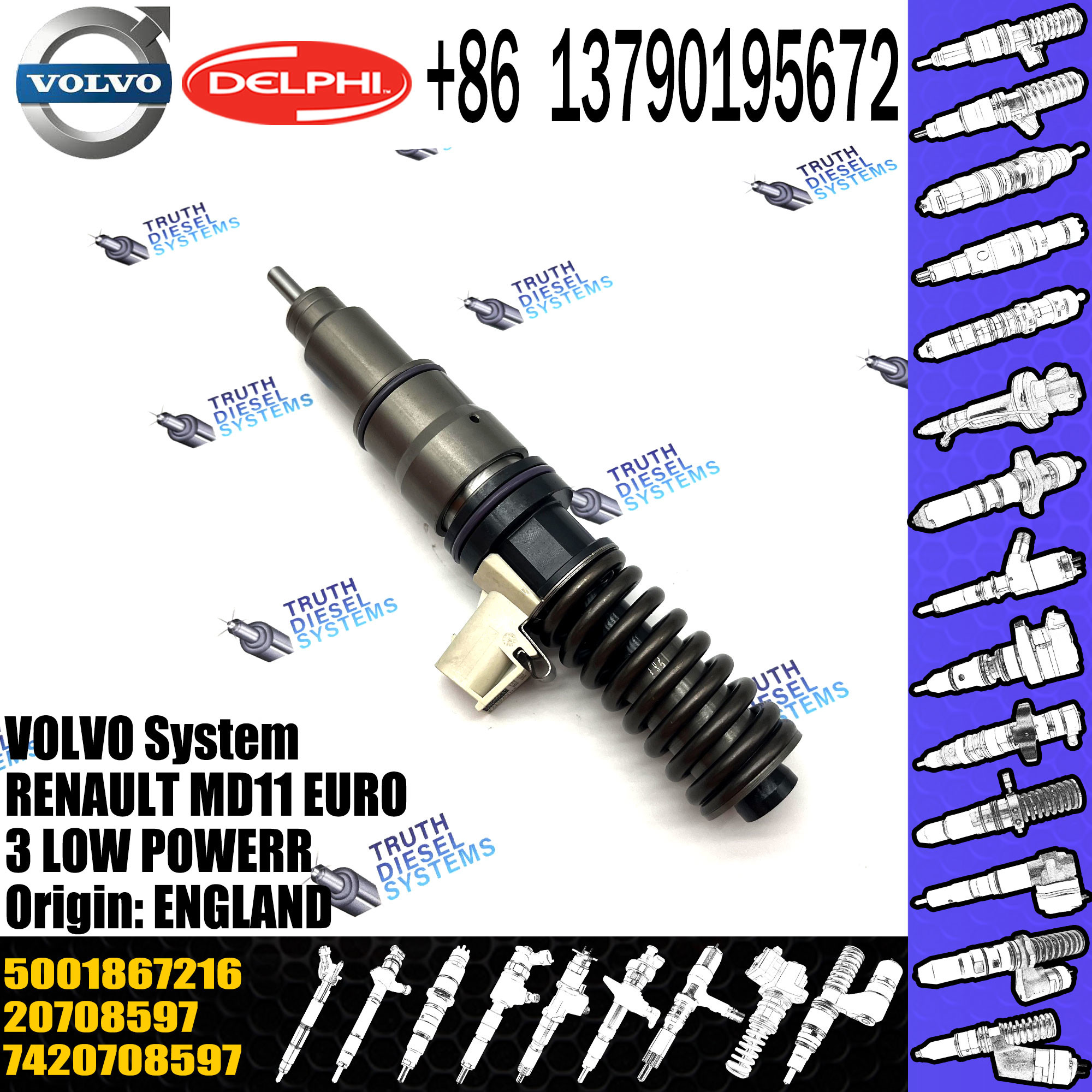 Diesel Fuel Injector 21582094 5001867216 7420708597 20708597 BEBE4D04001 For MD11 EURO 3 LOW POWER