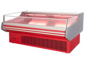 Quality Glass Curved Refrigerated Fresh Meat Showcase Frost Free Multifunctional for sale